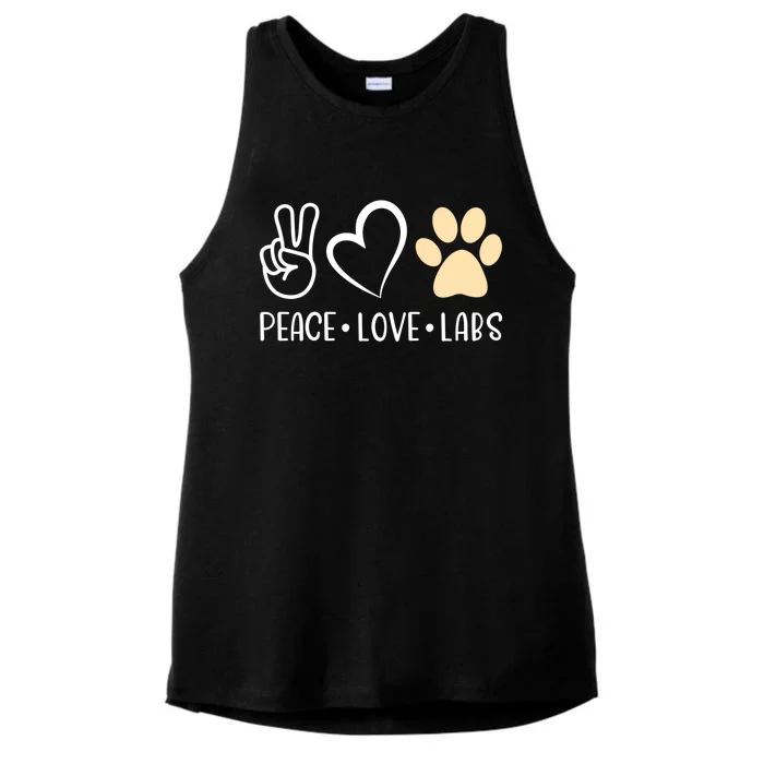 Peace Love Yellow Labs Labrador Lab Mom Valentine's Day Great Gift Ladies Tri-Blend Wicking Tank