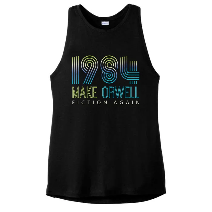 Political Make 1984 Fiction Again Privacy Ladies Tri-Blend Wicking Tank