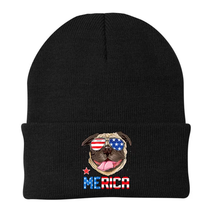 Pug Merica 4th Of July Dog Puppy Knit Cap Winter Beanie