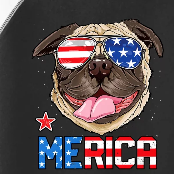 Pug Merica 4th Of July Dog Puppy Toddler Fine Jersey T-Shirt