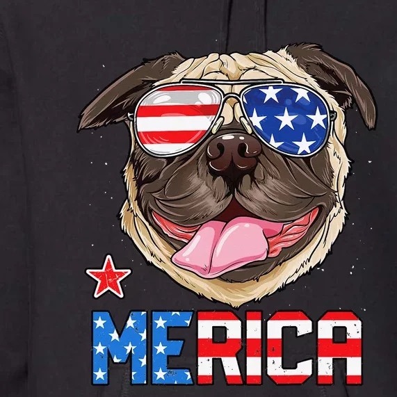 Pug Merica 4th of July Dog Puppy Premium Hoodie