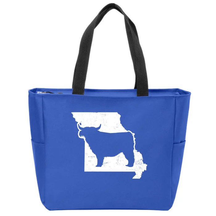 Patriotic Missouri 4th July Design Highland Cow Gift Zip Tote Bag