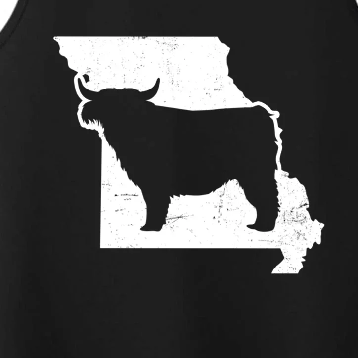 Patriotic Missouri 4th July Design Highland Cow Gift Performance Tank