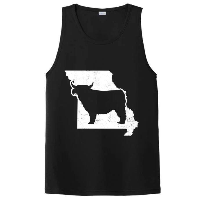 Patriotic Missouri 4th July Design Highland Cow Gift Performance Tank