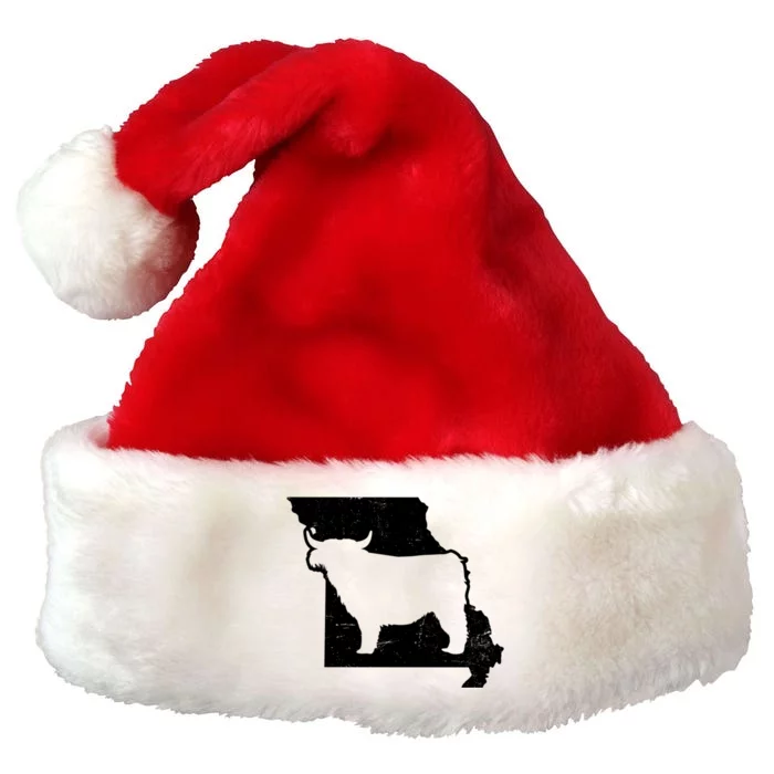 Patriotic Missouri 4th July Design Highland Cow Gift Premium Christmas Santa Hat