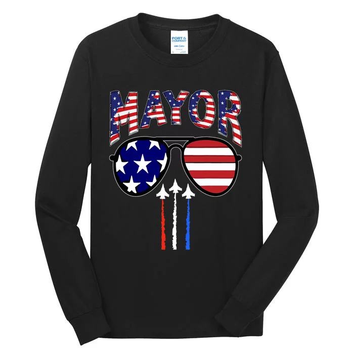 Patriotic Mayor 4th Of July Usa American Flag Tall Long Sleeve T-Shirt