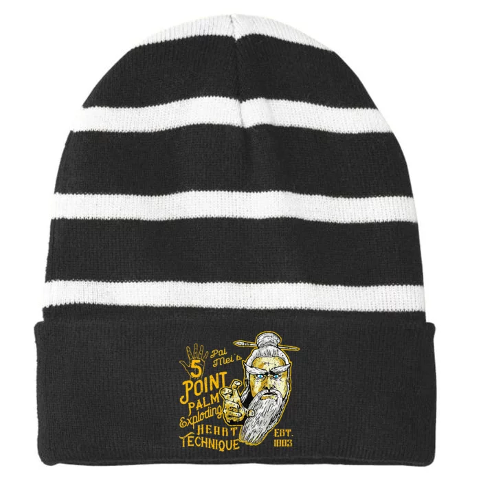 Pai Mei 5 Point Palm Exploding Heart Technique 1 Striped Beanie with Solid Band