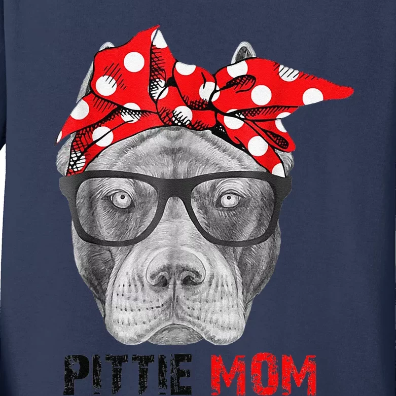 Pittie Mom And Pitbull Dog Lovers Kids Long Sleeve Shirt