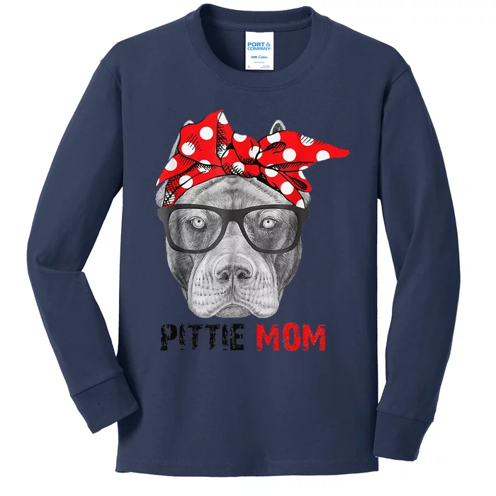 Pittie Mom And Pitbull Dog Lovers Kids Long Sleeve Shirt