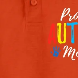 Proud Mom Autism Awareness Family Matching Dry Zone Grid Performance Polo