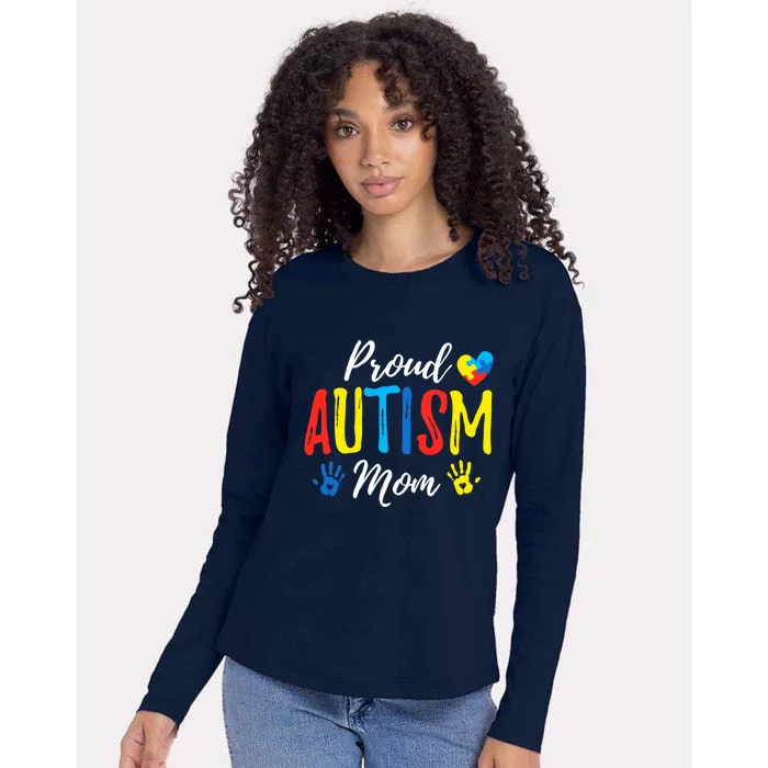 Proud Mom Autism Awareness Family Matching Womens Cotton Relaxed Long Sleeve T-Shirt