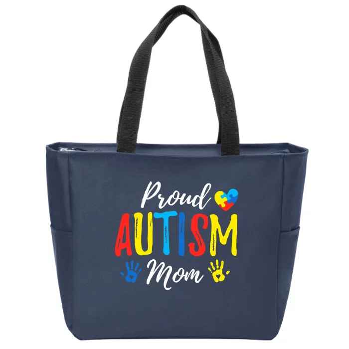 Proud Mom Autism Awareness Family Matching Zip Tote Bag