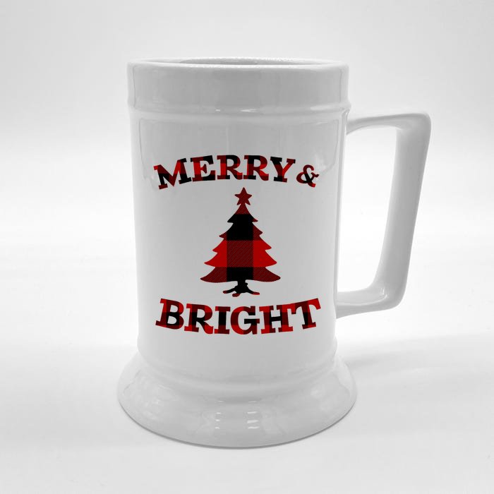 Plaid Merry And Bright Matching Family Christmas PjS Front & Back Beer Stein