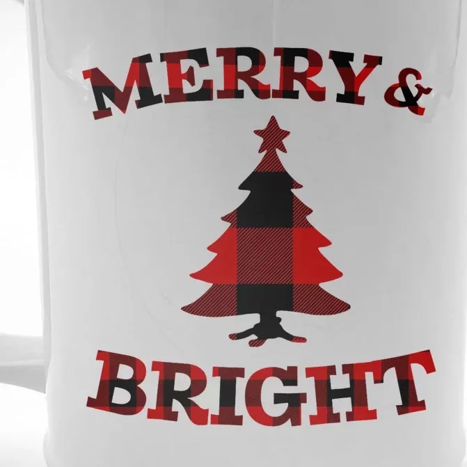 Plaid Merry And Bright Matching Family Christmas PjS Front & Back Beer Stein