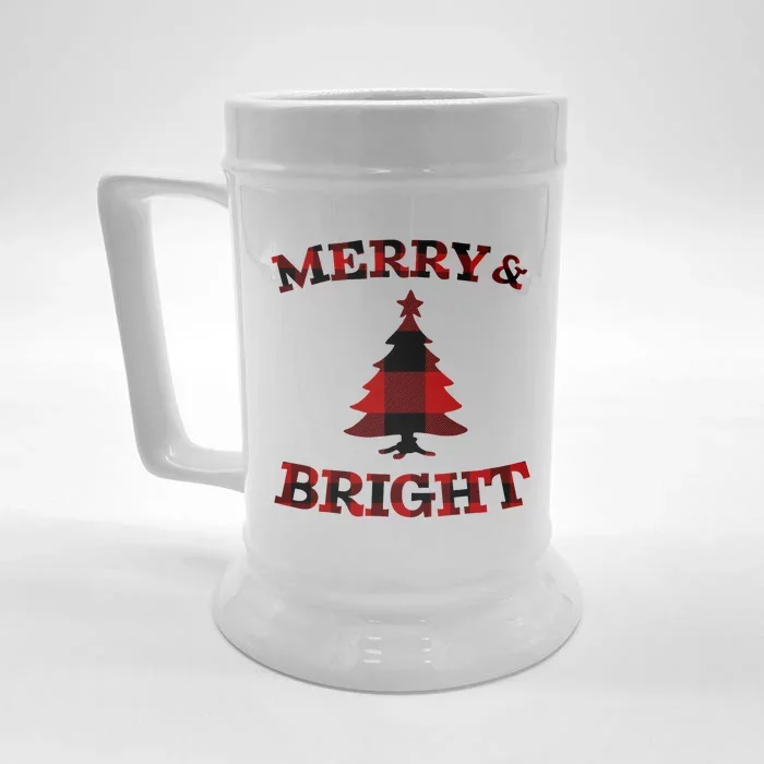 Plaid Merry And Bright Matching Family Christmas PjS Front & Back Beer Stein