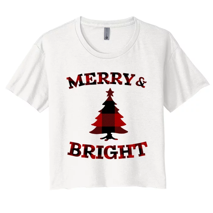 Plaid Merry And Bright Matching Family Christmas PjS Women's Crop Top Tee