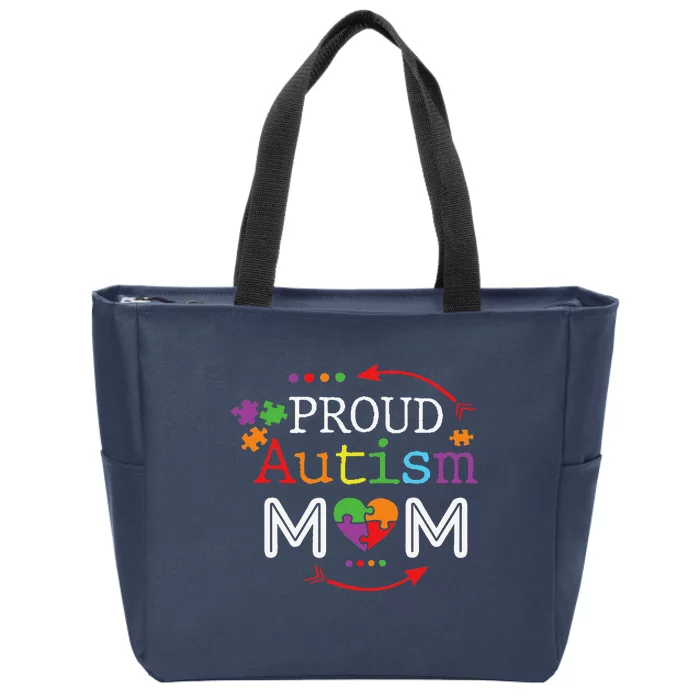 Proud Mom Autism Awareness Family Matching Zip Tote Bag