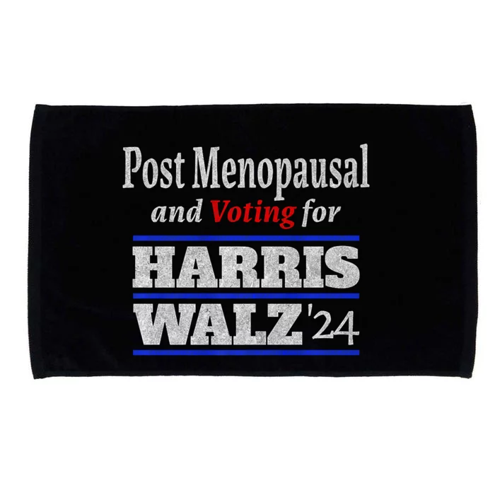 Post Menopausal And Voting For Harris Walz 24 Vintage Font Microfiber Hand Towel