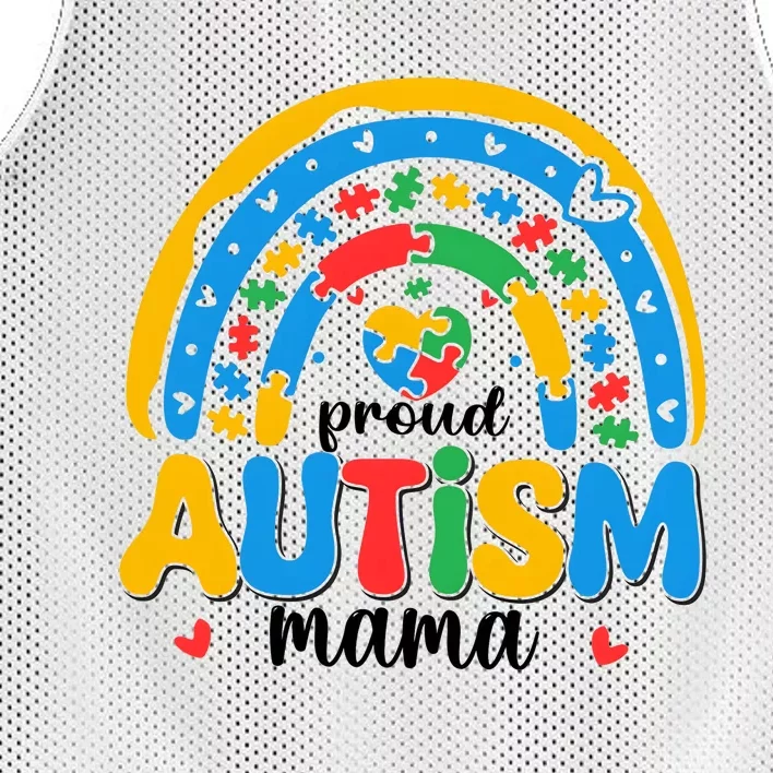 Proud Mama Autism Family Autism Awareness Month Mesh Reversible Basketball Jersey Tank