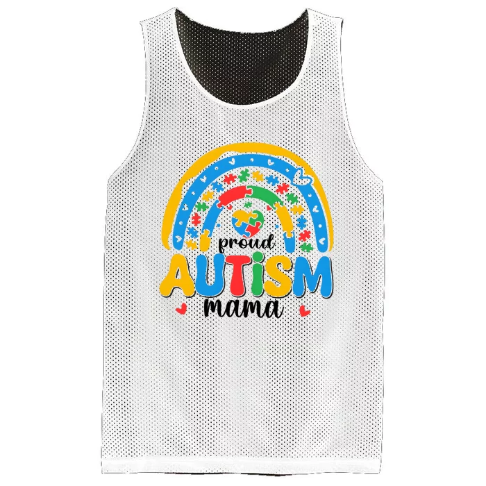 Proud Mama Autism Family Autism Awareness Month Mesh Reversible Basketball Jersey Tank