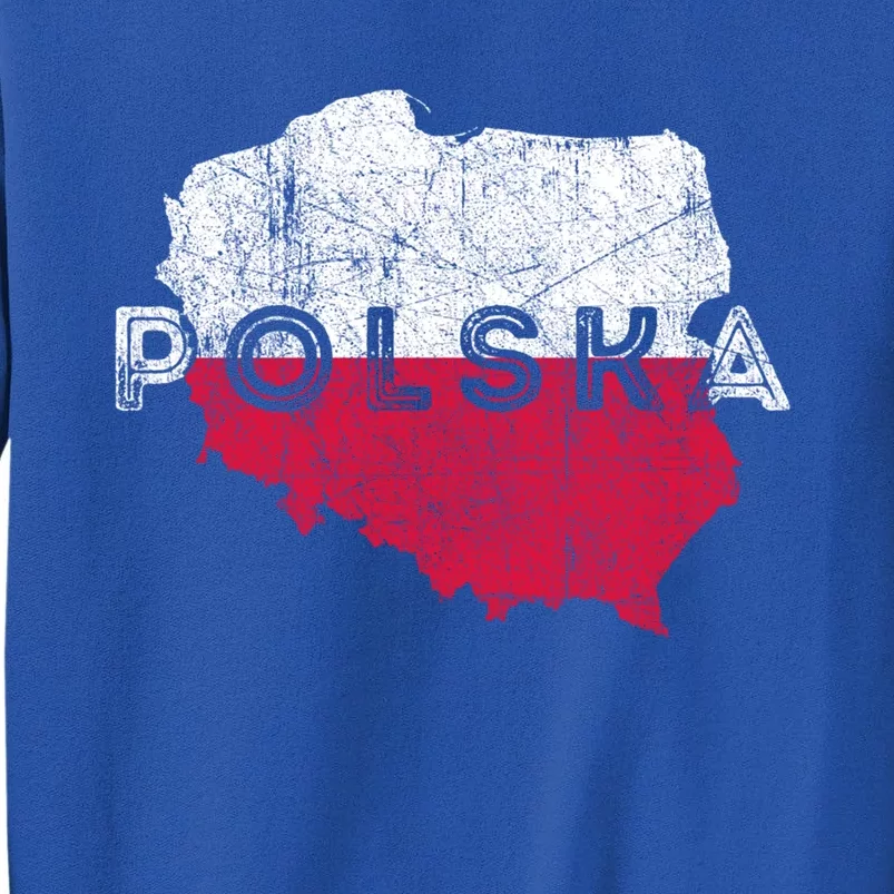 Polish Map And Flag Souvenir Distressed Poland Gift Tall Sweatshirt