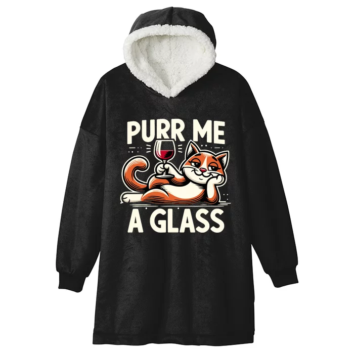 Purr Me A Glass Funny Cat Wine Glass Fun Unique Cat Hooded Wearable Blanket