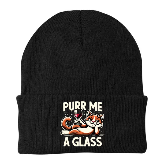 Purr Me A Glass Funny Cat Wine Glass Fun Unique Cat Knit Cap Winter Beanie