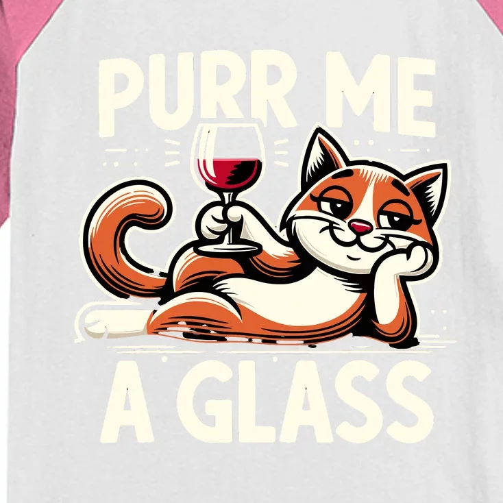 Purr Me A Glass Funny Cat Wine Glass Fun Unique Cat Kids Colorblock Raglan Jersey