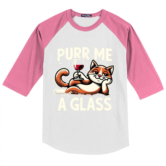 Purr Me A Glass Funny Cat Wine Glass Fun Unique Cat Kids Colorblock Raglan Jersey