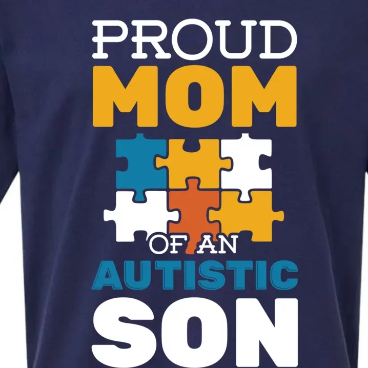 Proud Mom Autistic Son Autism Awareness Autistic Spectrum Meaningful Gift Sueded Cloud Jersey T-Shirt