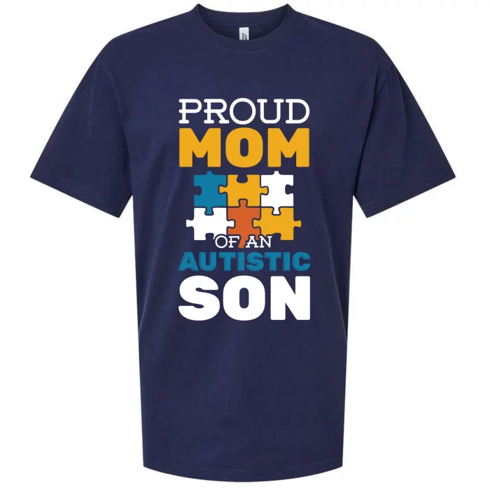 Proud Mom Autistic Son Autism Awareness Autistic Spectrum Meaningful Gift Sueded Cloud Jersey T-Shirt