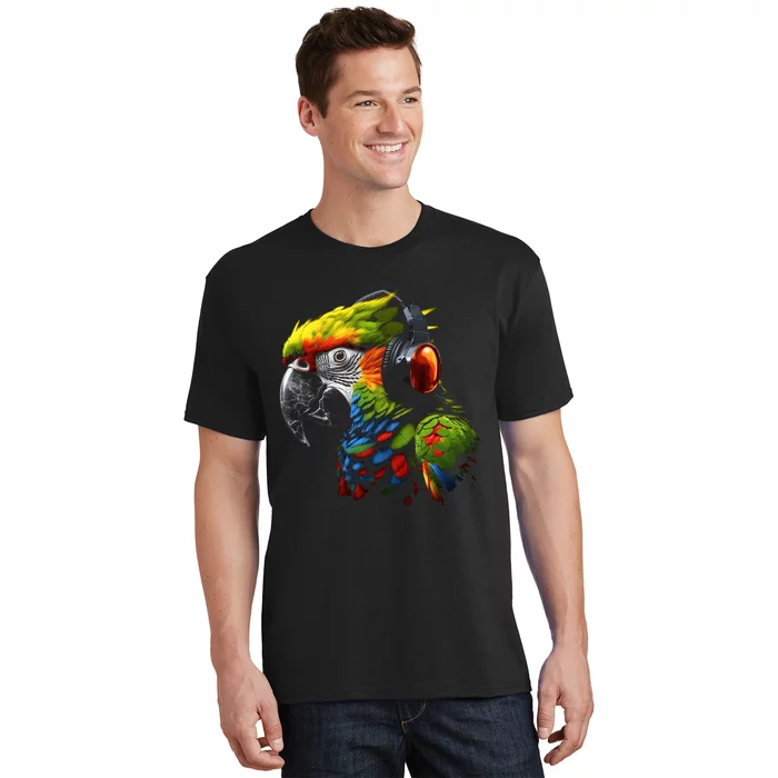 Parrot Music Art Headphones Musicians Animal Bird Parrot T-Shirt