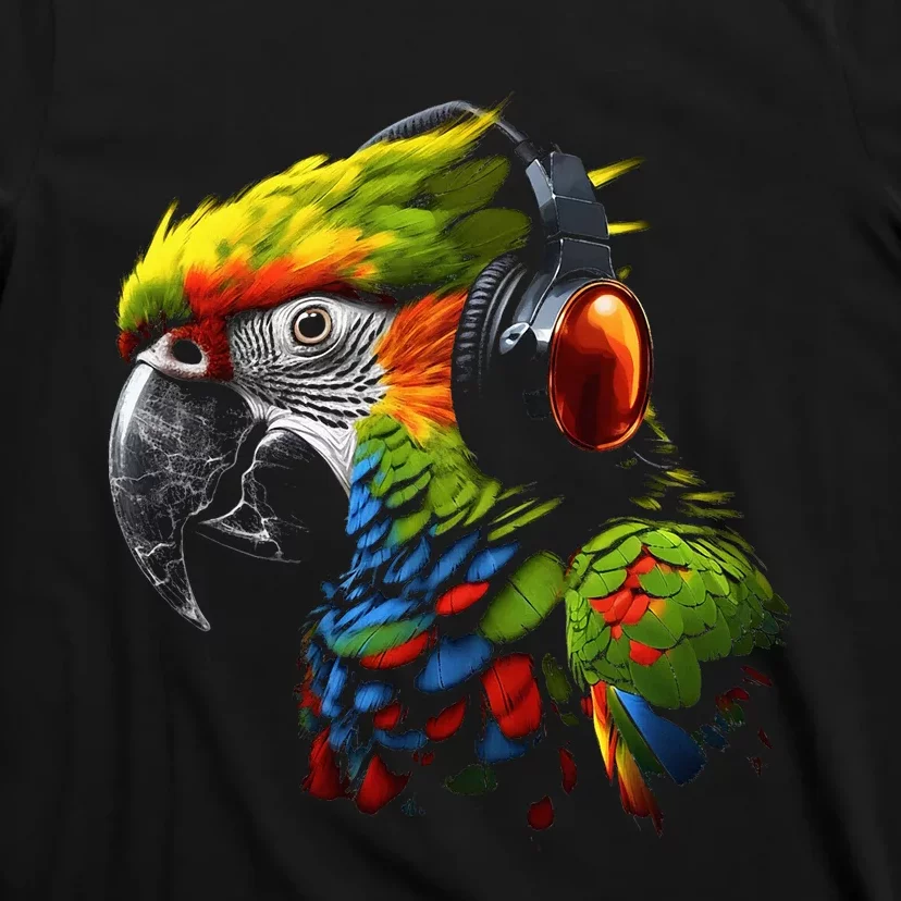 Parrot Music Art Headphones Musicians Animal Bird Parrot T-Shirt