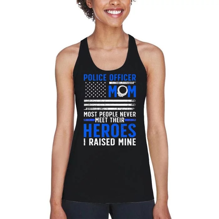 Police Mom Art For Cop Mother Women Police Officer Lovers Women's Racerback Tank