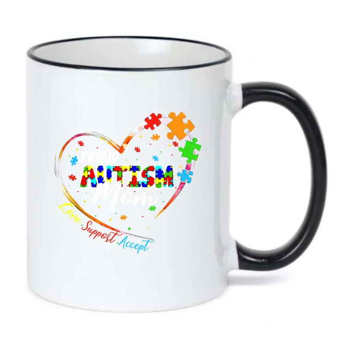 Proud Mom Autism Awareness Family Matching Tee Heart Puzzle Cute Gift Black Color Changing Mug