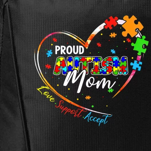 Proud Mom Autism Awareness Family Matching Tee Heart Puzzle Cute Gift City Backpack