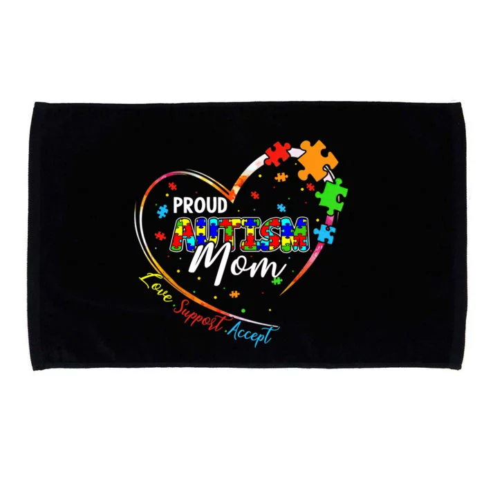 Proud Mom Autism Awareness Family Matching Tee Heart Puzzle Cute Gift Microfiber Hand Towel