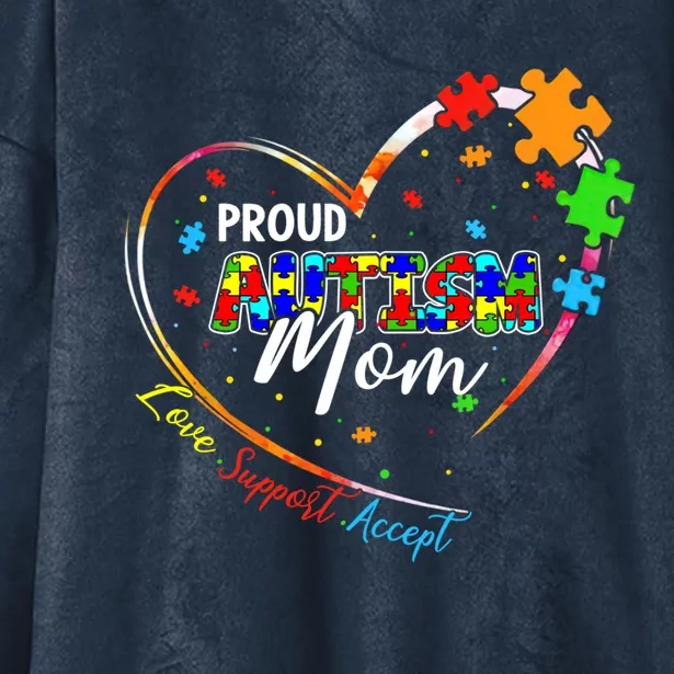 Proud Mom Autism Awareness Family Matching Tee Heart Puzzle Cute Gift Hooded Wearable Blanket