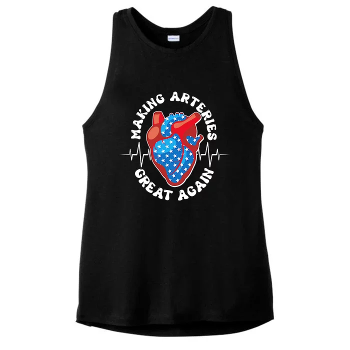 Patriotic Making Arteries Great Again Heart Health Ladies Tri-Blend Wicking Tank