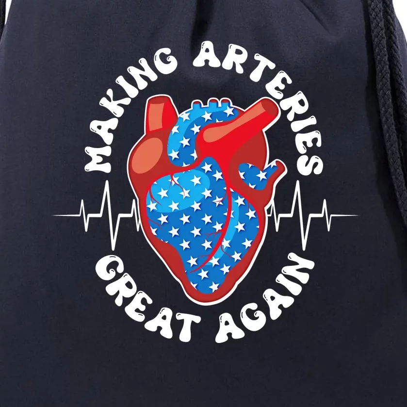 Patriotic Making Arteries Great Again Heart Health Drawstring Bag