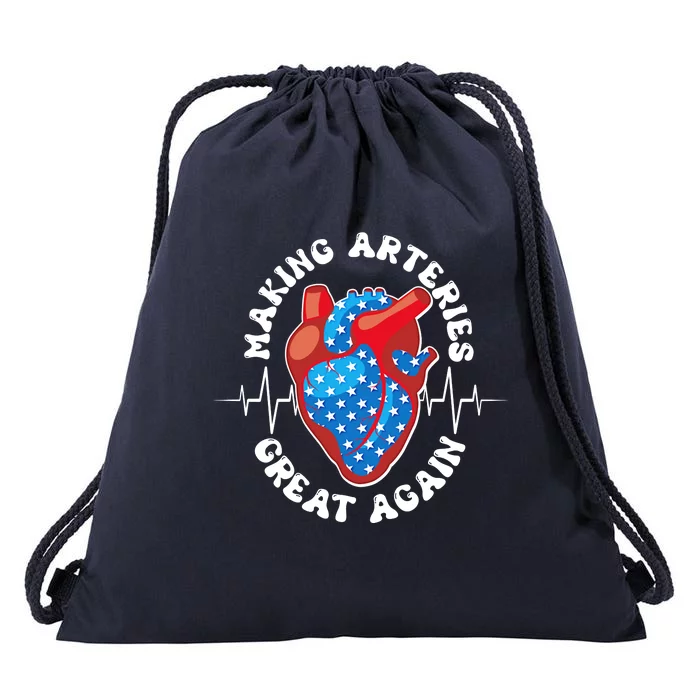 Patriotic Making Arteries Great Again Heart Health Drawstring Bag