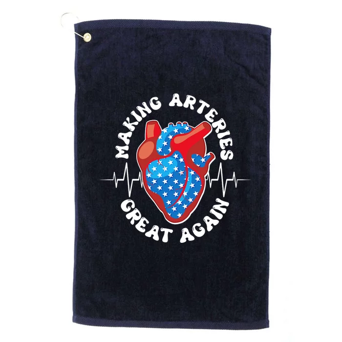 Patriotic Making Arteries Great Again Heart Health Platinum Collection Golf Towel