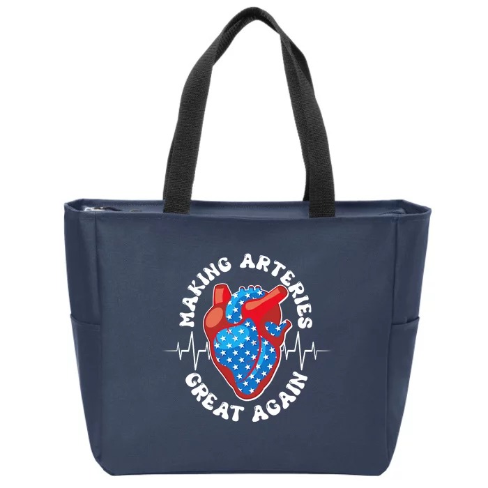 Patriotic Making Arteries Great Again Heart Health Zip Tote Bag