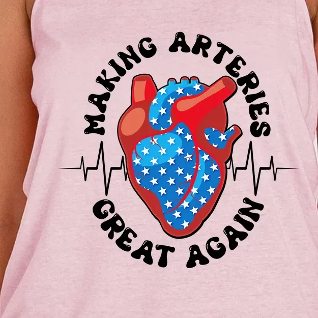 Patriotic Making Arteries Great Again Heart Health Women's Knotted Racerback Tank