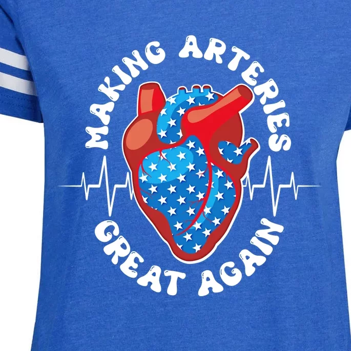 Patriotic Making Arteries Great Again Heart Health Enza Ladies Jersey Football T-Shirt