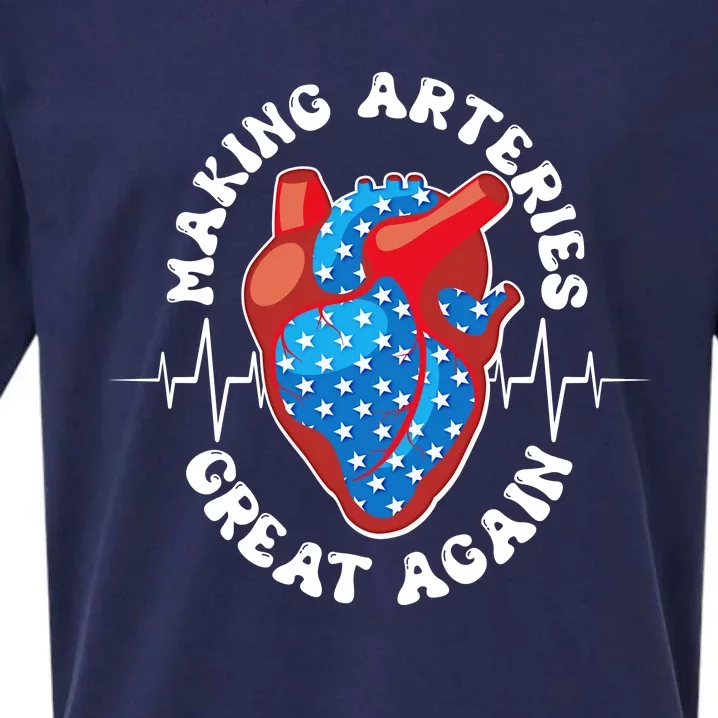 Patriotic Making Arteries Great Again Heart Health Sueded Cloud Jersey T-Shirt