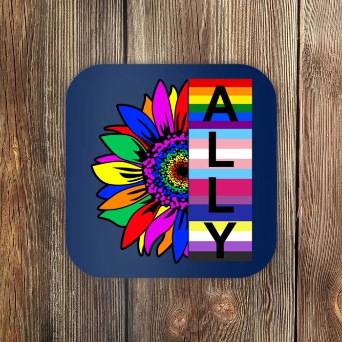 Pride Month Ally Rainbow Sunflower Coaster