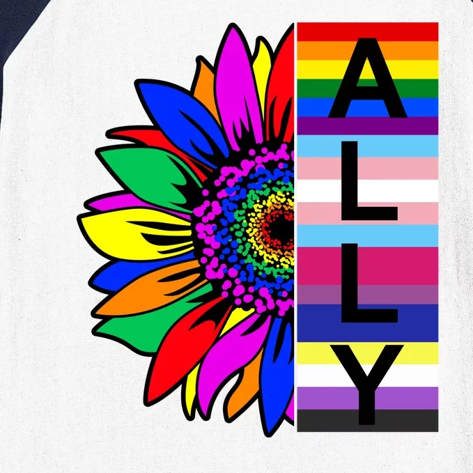 Pride Month Ally Rainbow Sunflower Baseball Sleeve Shirt