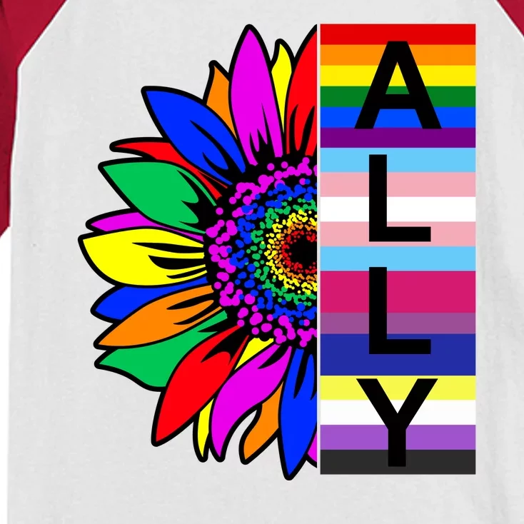 Pride Month Ally Rainbow Sunflower Kids Colorblock Raglan Jersey