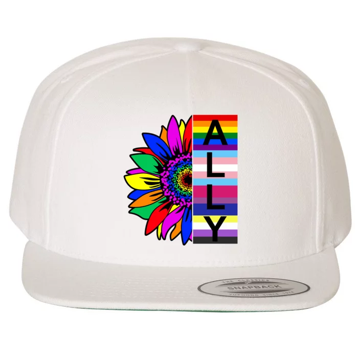 Pride Month Ally Rainbow Sunflower Wool Snapback Cap